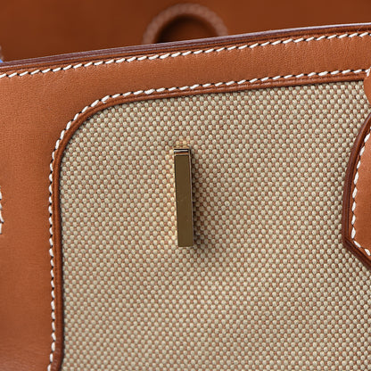 Hermes Toile Natural Barenia Flag Birkin 40 Fauve 22 of 33
