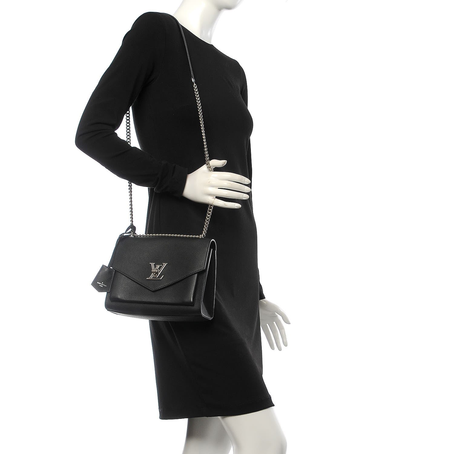 Louis Vuitton Soft Calfskin My Lockme Chain Bag BB Black 2 of 8