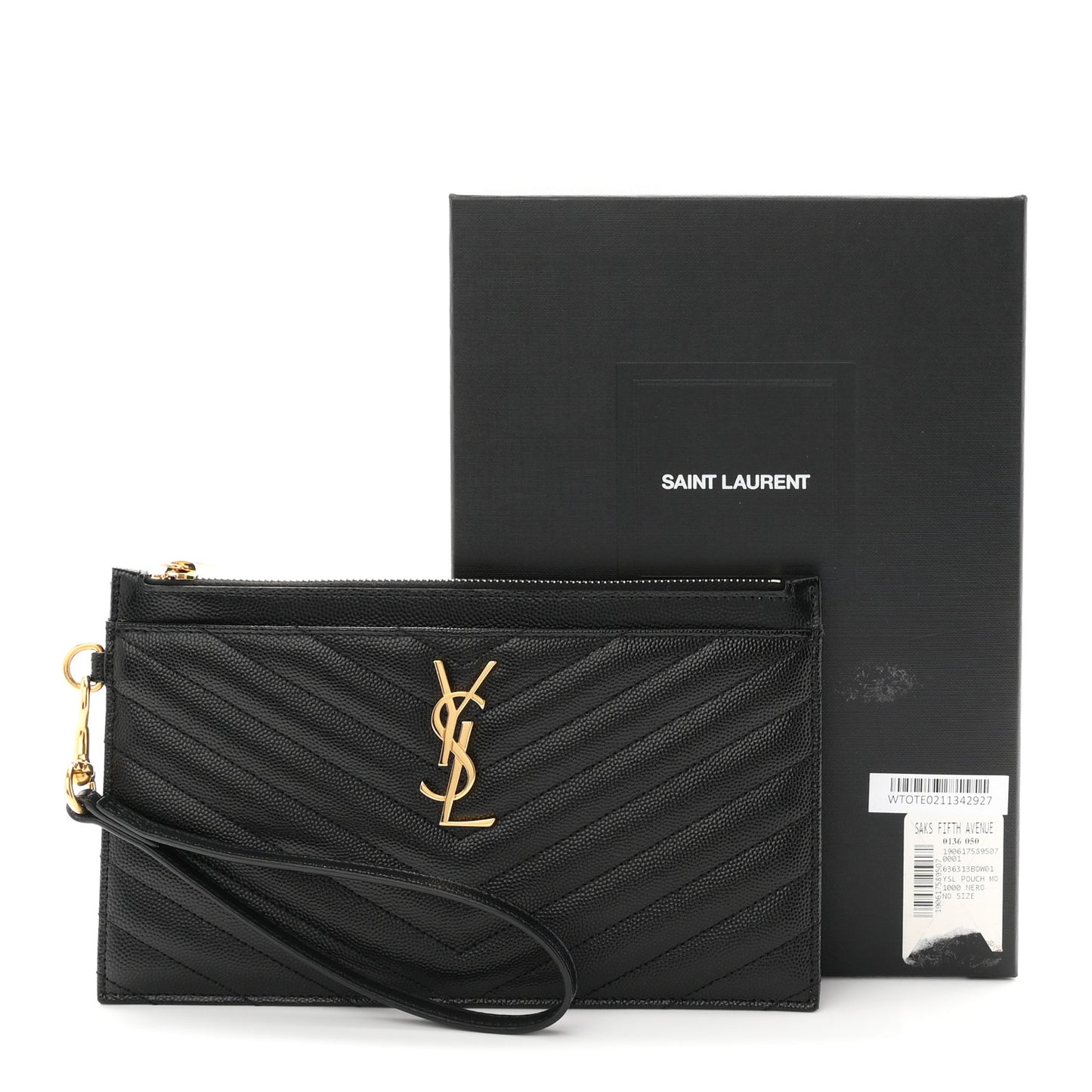 Grain De Poudre Chevron Monogram Large Bill Pouch Black