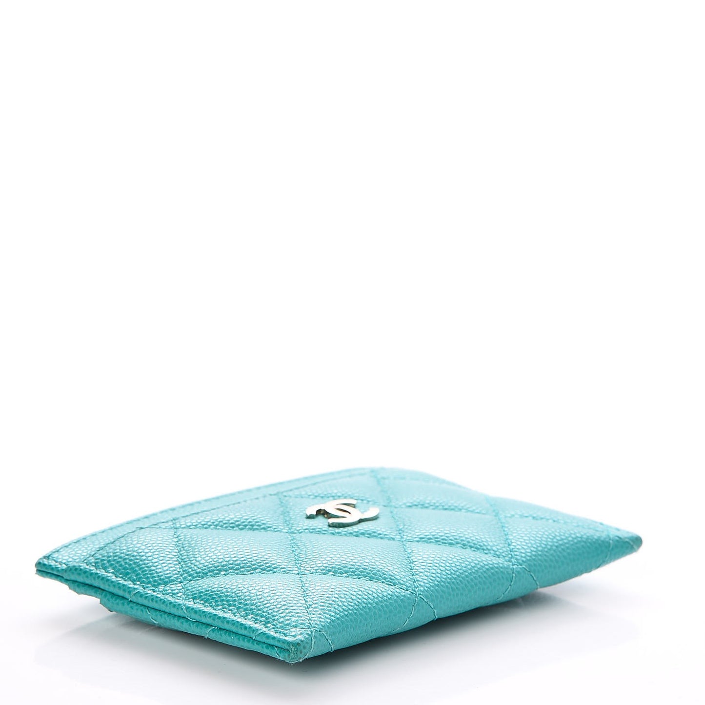 Caviar Quilted Card Holder Turquoise