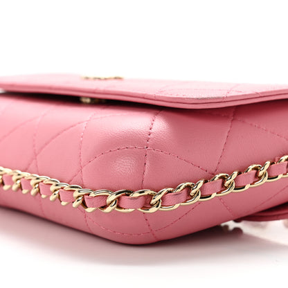 Chanel Calfskin Diamond Stitched Chain Around Flap Phone Holder Dark Pink 10 of 11