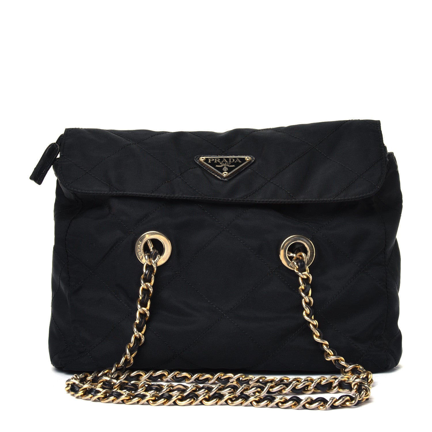 Prada Nylon Tessuto Impuntu Quilted Flap Shoulder Bag Black 1 of 6