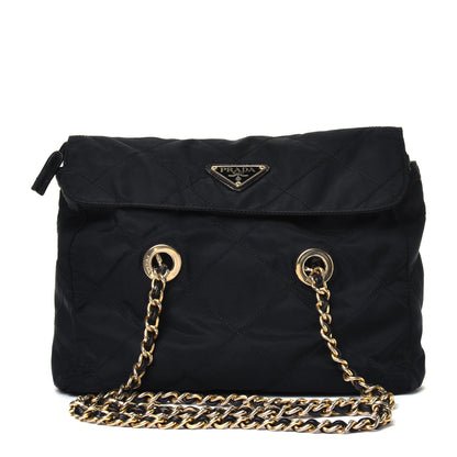 Prada Nylon Tessuto Impuntu Quilted Flap Shoulder Bag Black 1 of 6