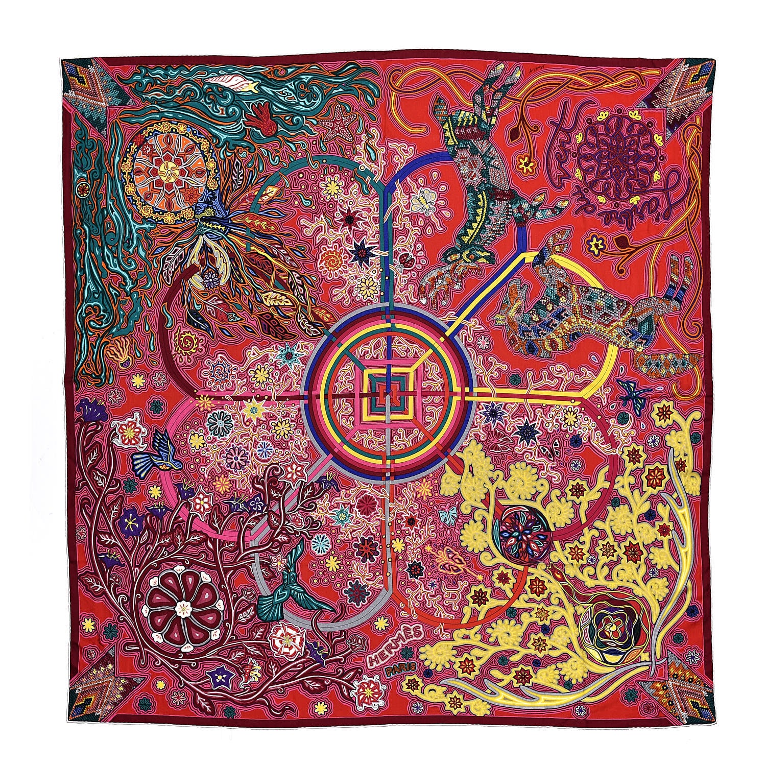 Hermes Cashmere Silk L'Arbre Du Vent Shawl 140 1 of 5