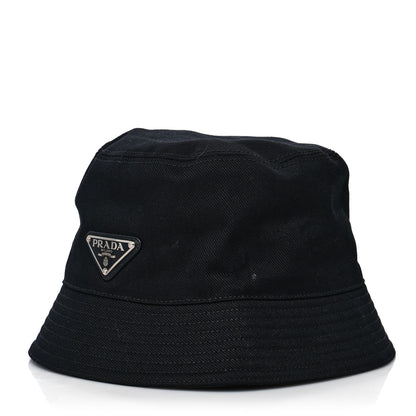 Prada Drill Nylon Metal Triangle Logo Mens Bucket Hat M Black 2 of 11