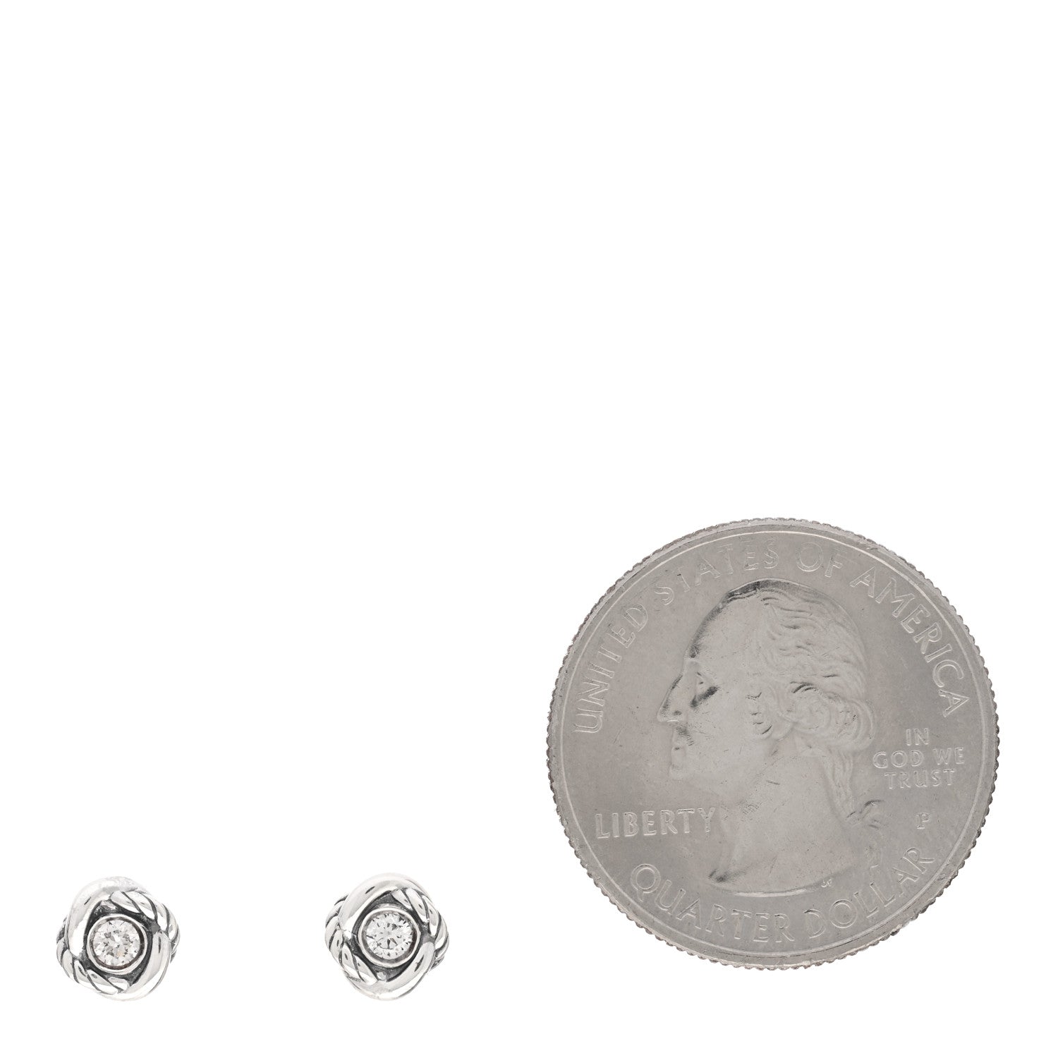 David Yurman Sterling Silver Diamond 7mm Infinity Stud Earrings 2 of 4