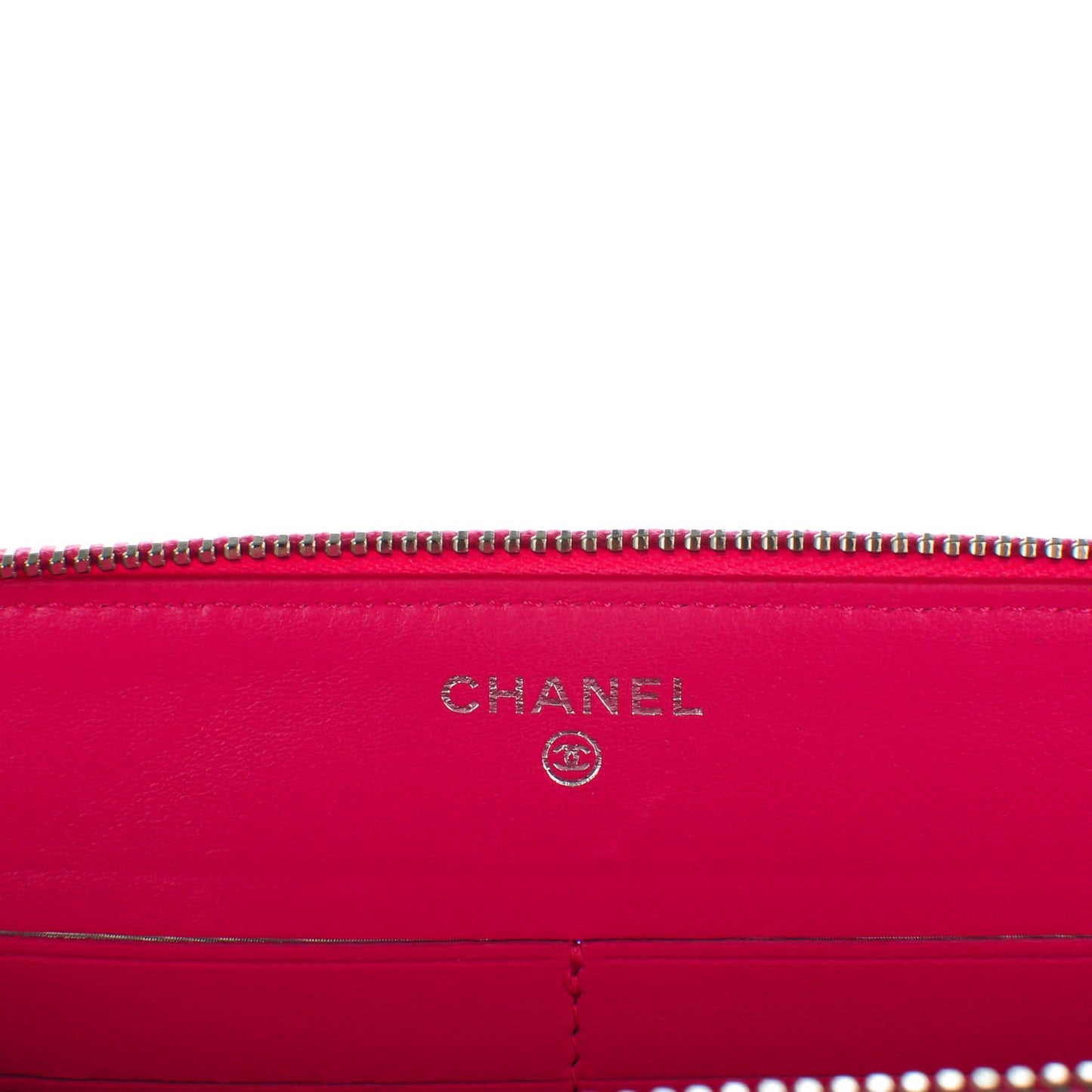 Lambskin Quilted Zipped Clutch Dark Pink