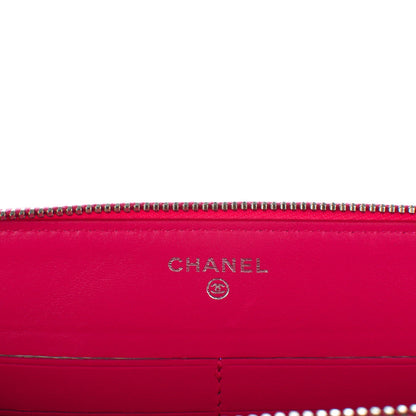 Chanel Lambskin Quilted Zipped Clutch Dark Pink 6 of 8