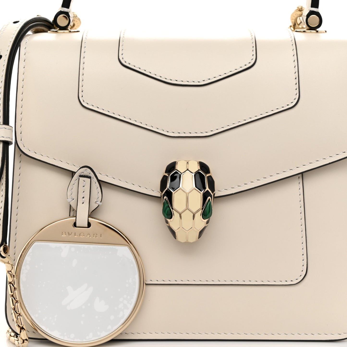 Calfskin Serpenti Forever Top Handle White