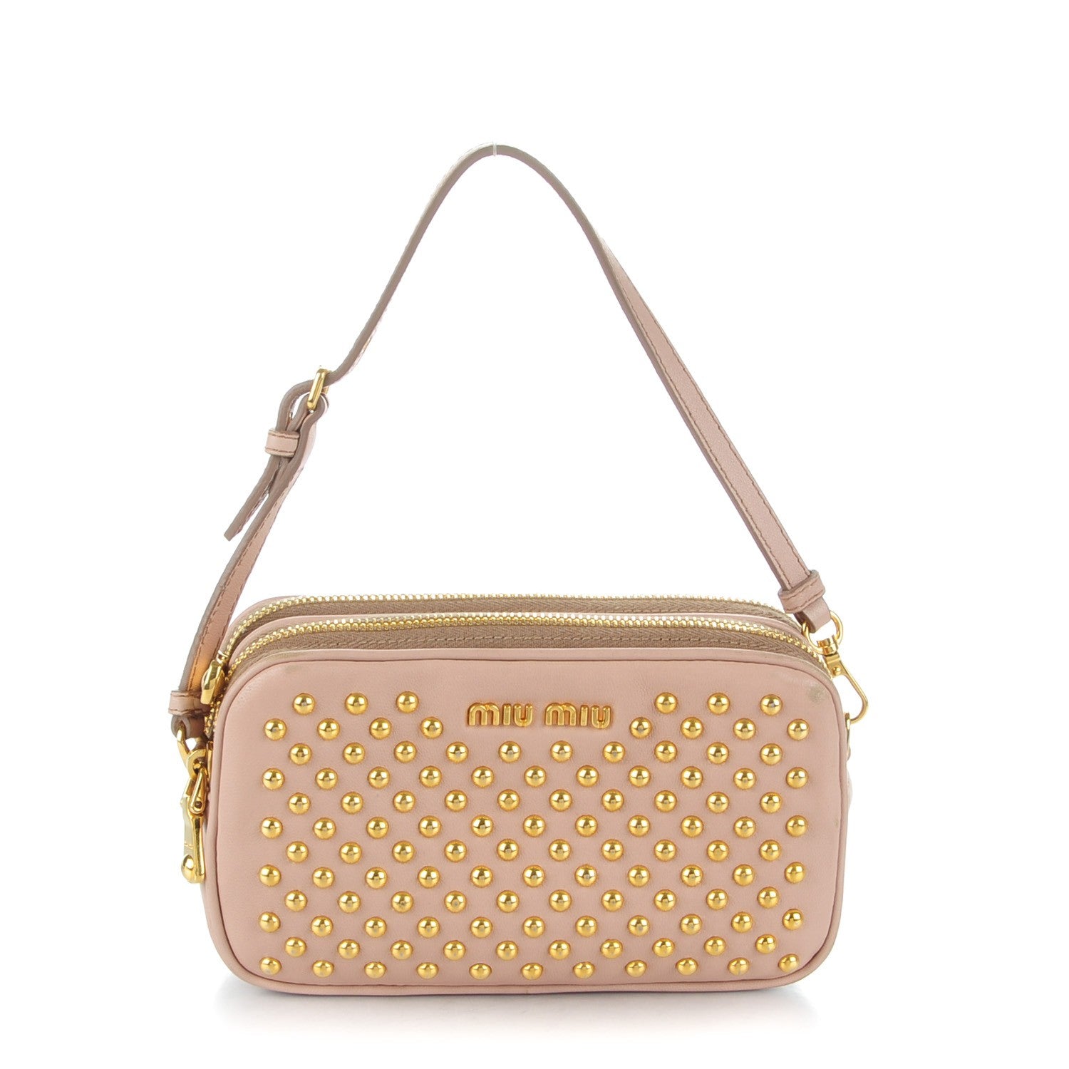 Miu Miu Studded Zip Wristlet Cammeo 1 of 11