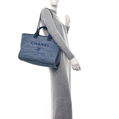 Chanel Woven Straw Raffia Medium Deauville Tote Blue 2 of 9