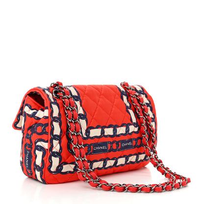 Chanel Silk Chain Printed Medium Single Flap Red 3 of 10