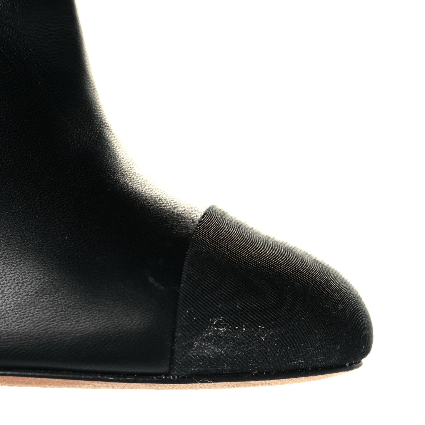 Lambskin Grosgrain Pearl Cap Toe Boots 36 Black