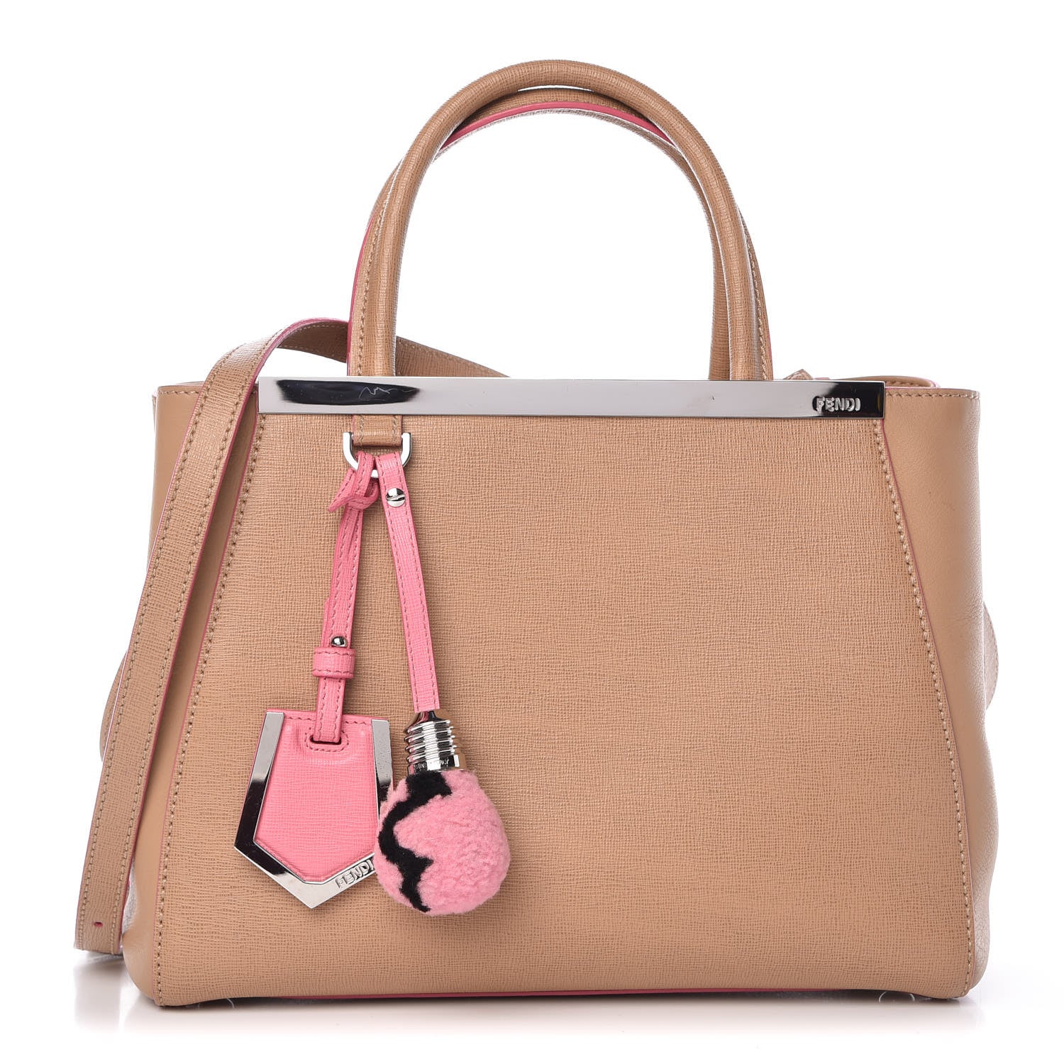 Fendi Vitello Elite Light Bulb Charm Petite 2Jours Tote Cuoio 1 of 12