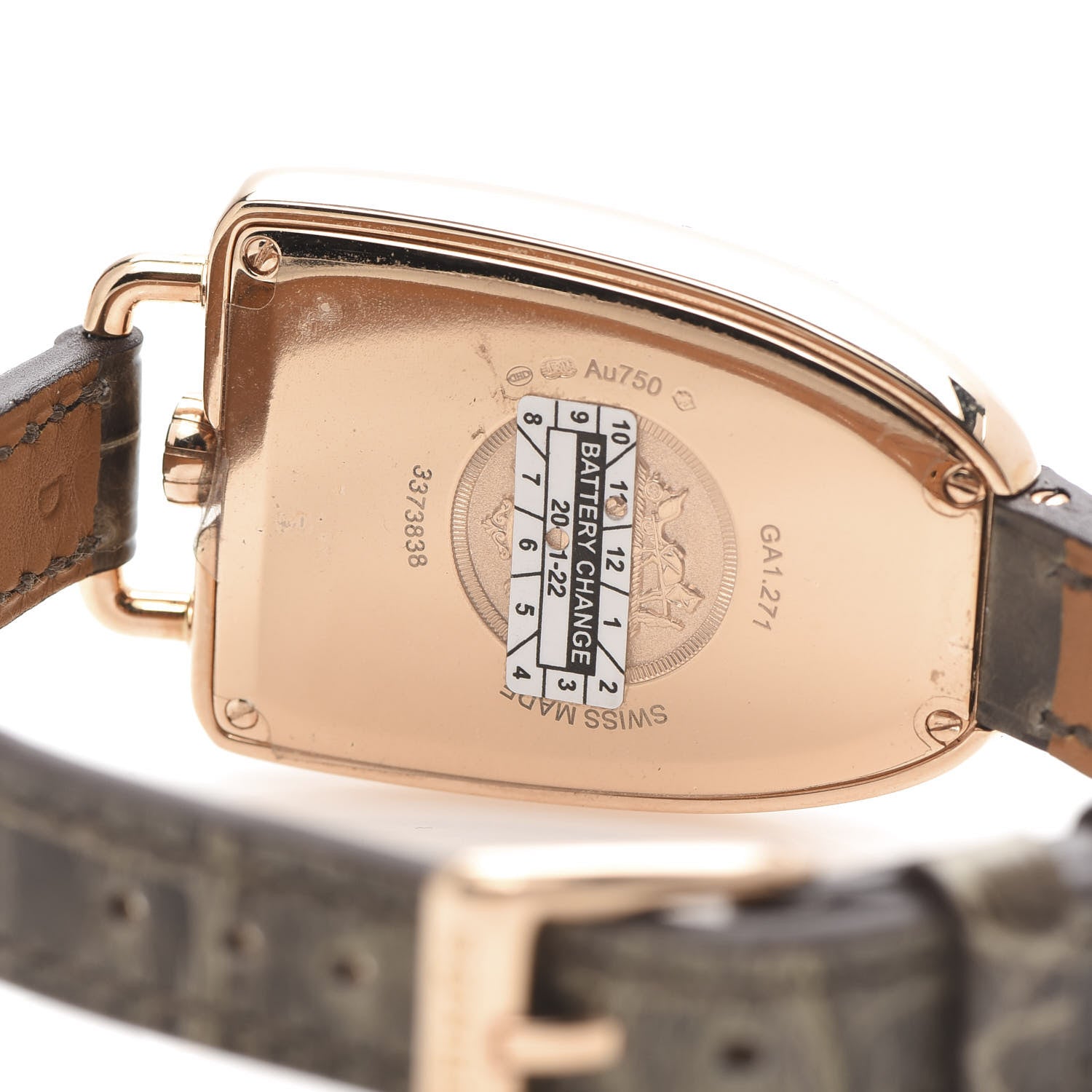 Hermes 18K Rose Gold Alligator Diamond Bezel 26mm Galop Quartz Watch Gris Elephant 5 of 7