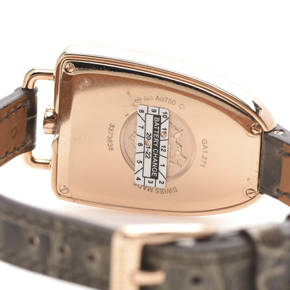 Hermes 18K Rose Gold Alligator Diamond Bezel 26mm Galop Quartz Watch Gris Elephant 5 of 7