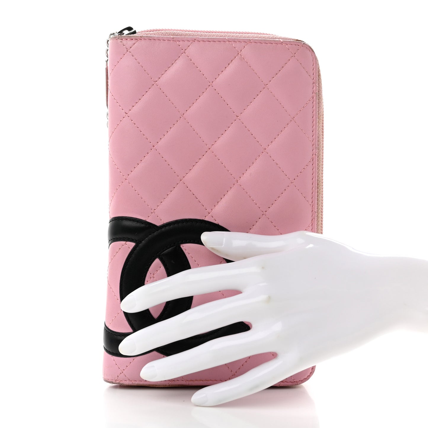 Calfskin Cambon Zip Around Organizer Wallet Pink