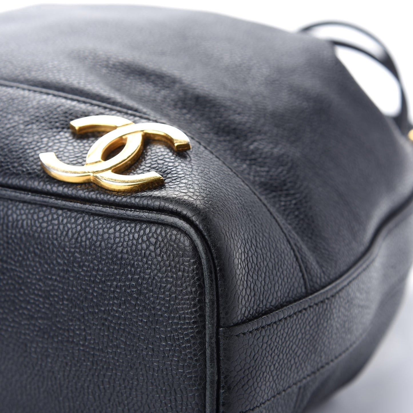Caviar CC Drawstring Shoulder Bag Black