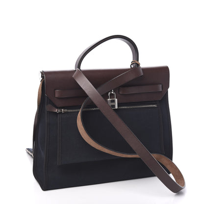 Hermes Toile Vache Hunter Herbag Zip PM 31 Bleu Marine Ebene 3 of 9