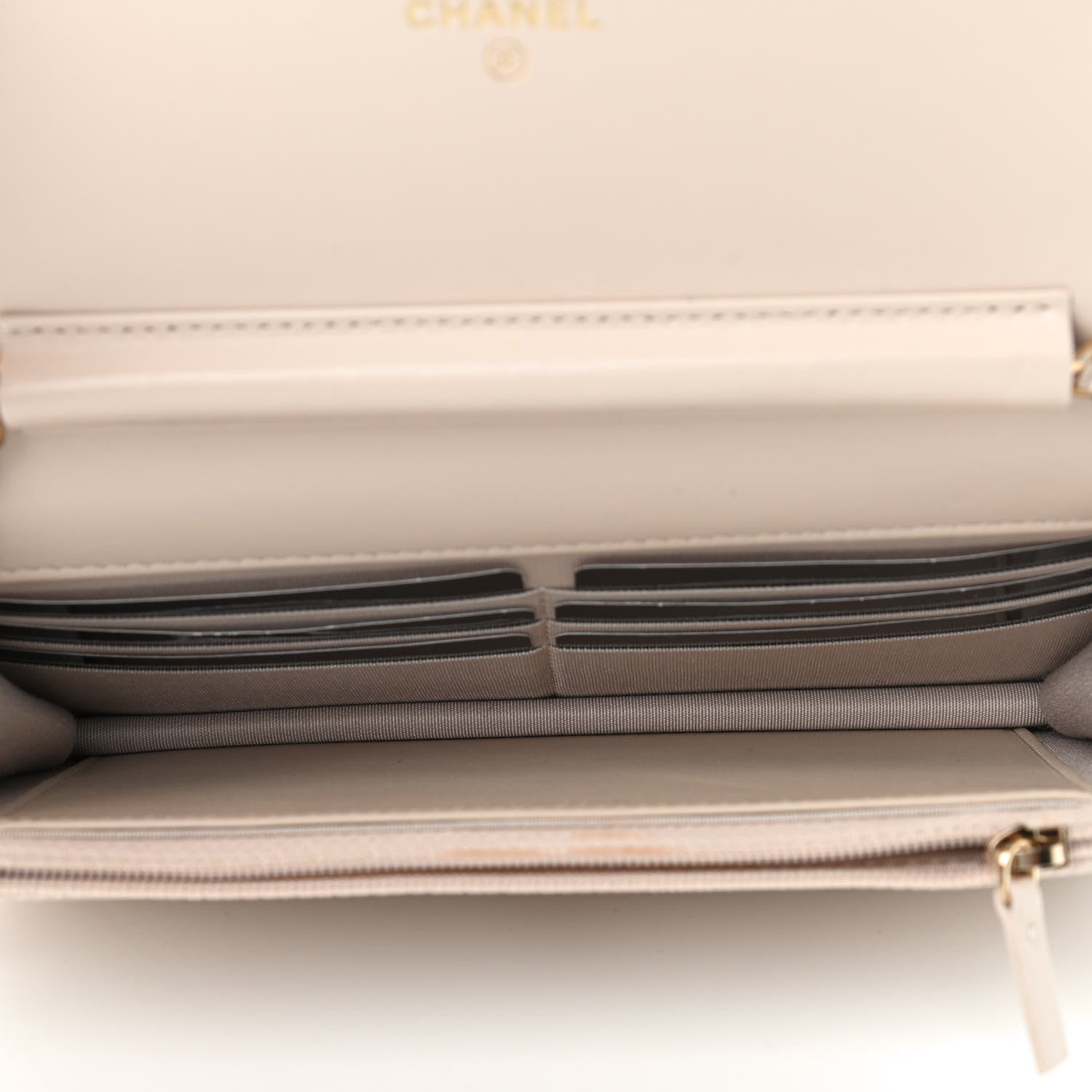 Chanel Lambskin Quilted Chain Around Wallet On Chain WOC Beige 5 of 10