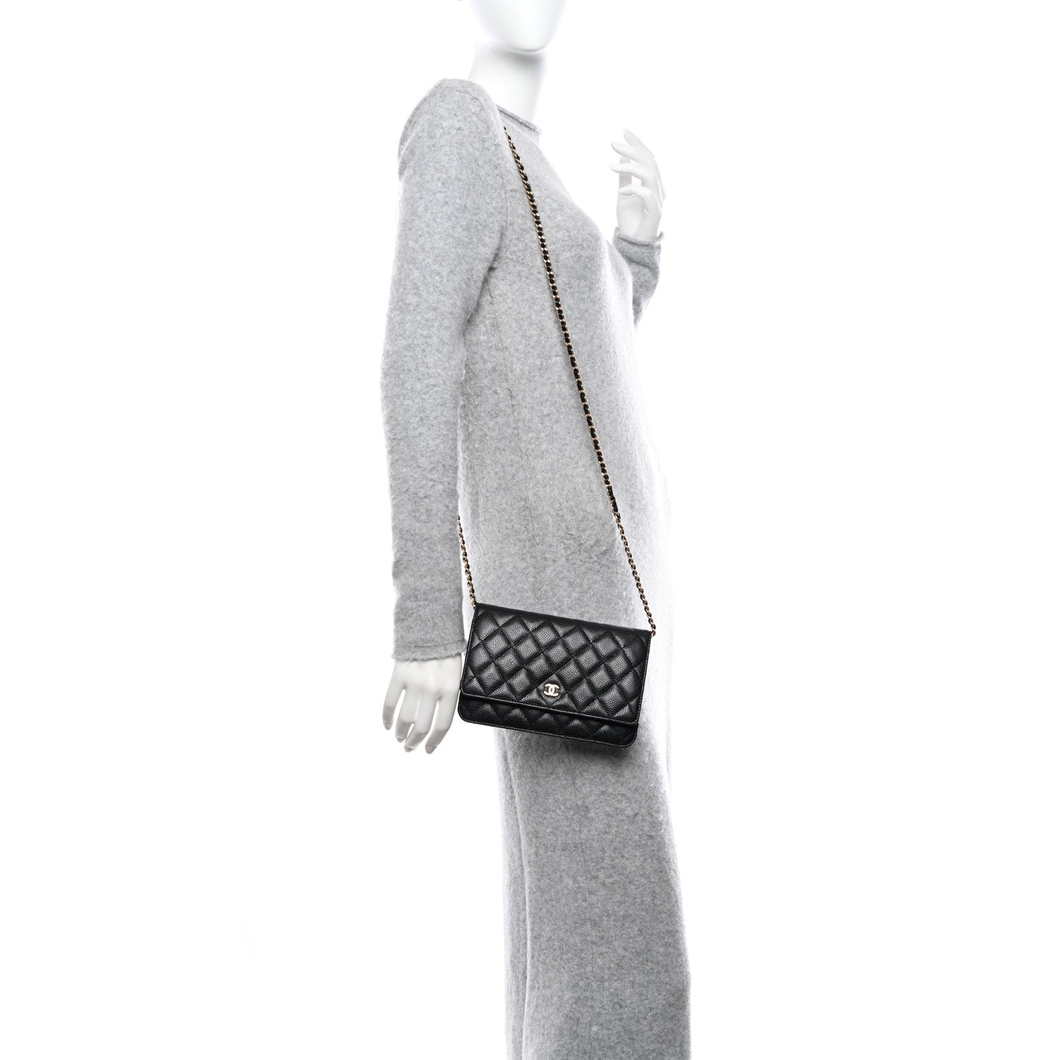 Chanel Caviar Quilted Wallet on Chain WOC Black 2 of 12