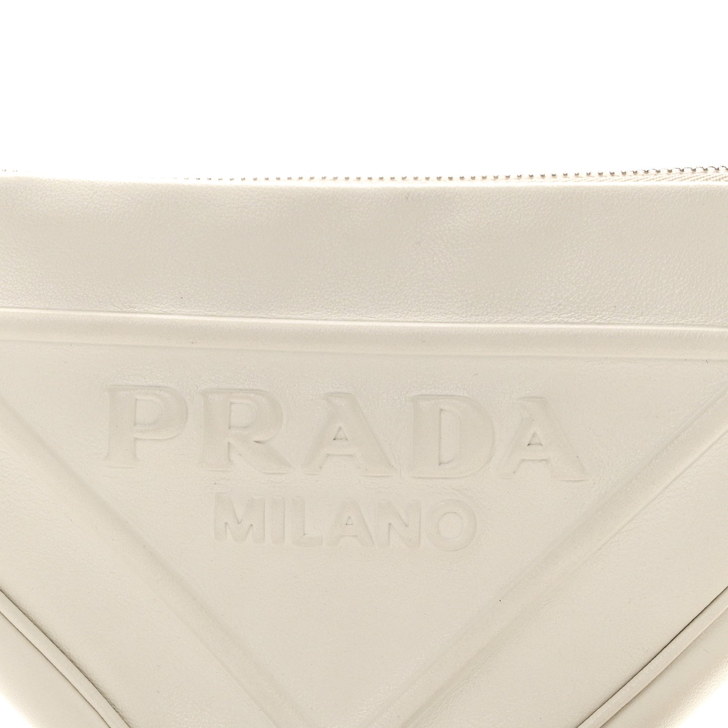 Grace Lux Triangle Logo Embossed Triangle Wristlet Pouch White