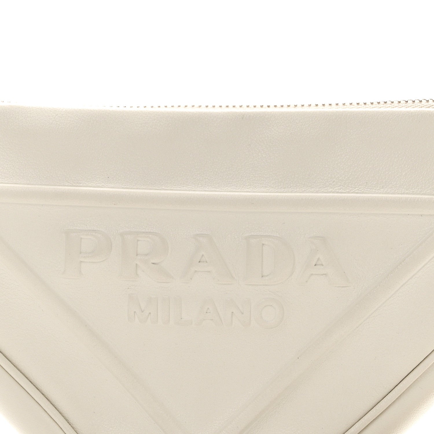 Prada Grace Lux Triangle Logo Embossed Triangle Wristlet Pouch White 6 of 8