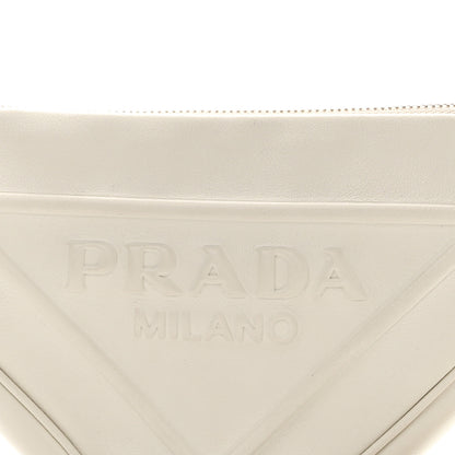 Prada Grace Lux Triangle Logo Embossed Triangle Wristlet Pouch White 6 of 8