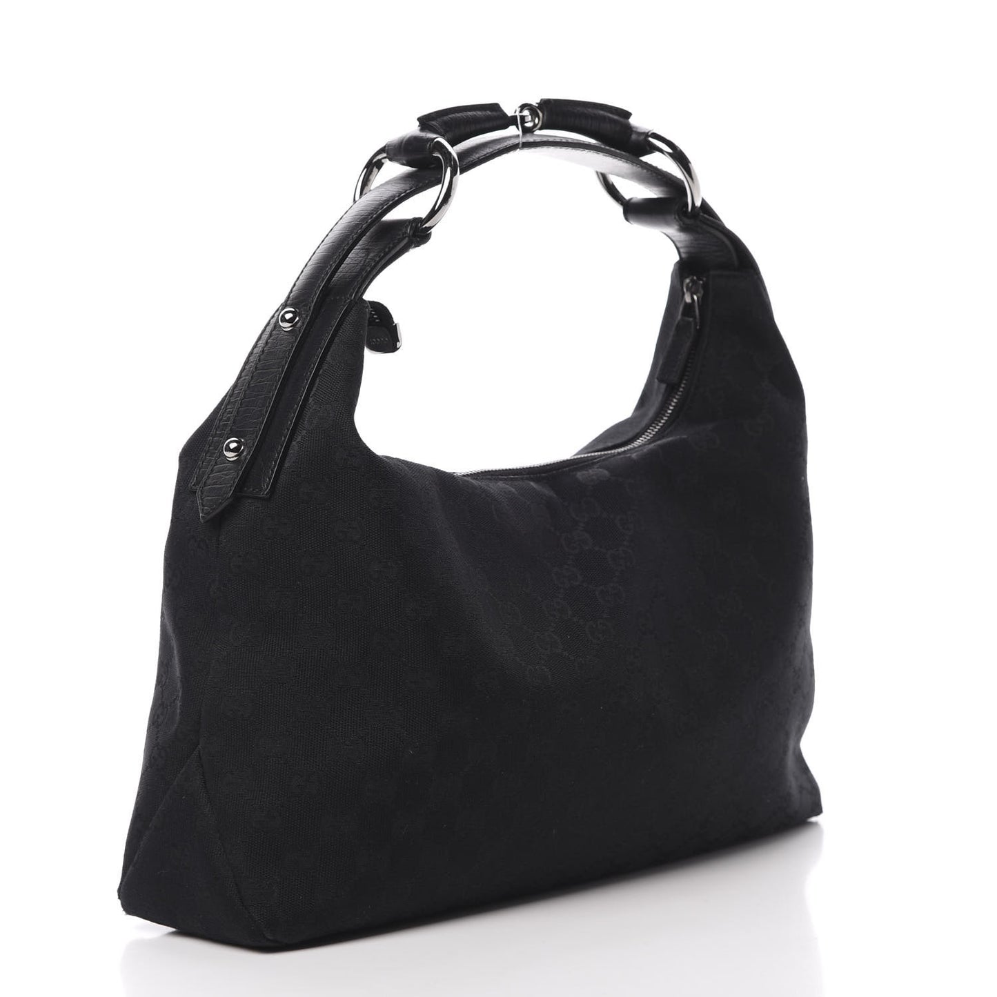 Monogram Medium Horsebit Chain Hobo Black