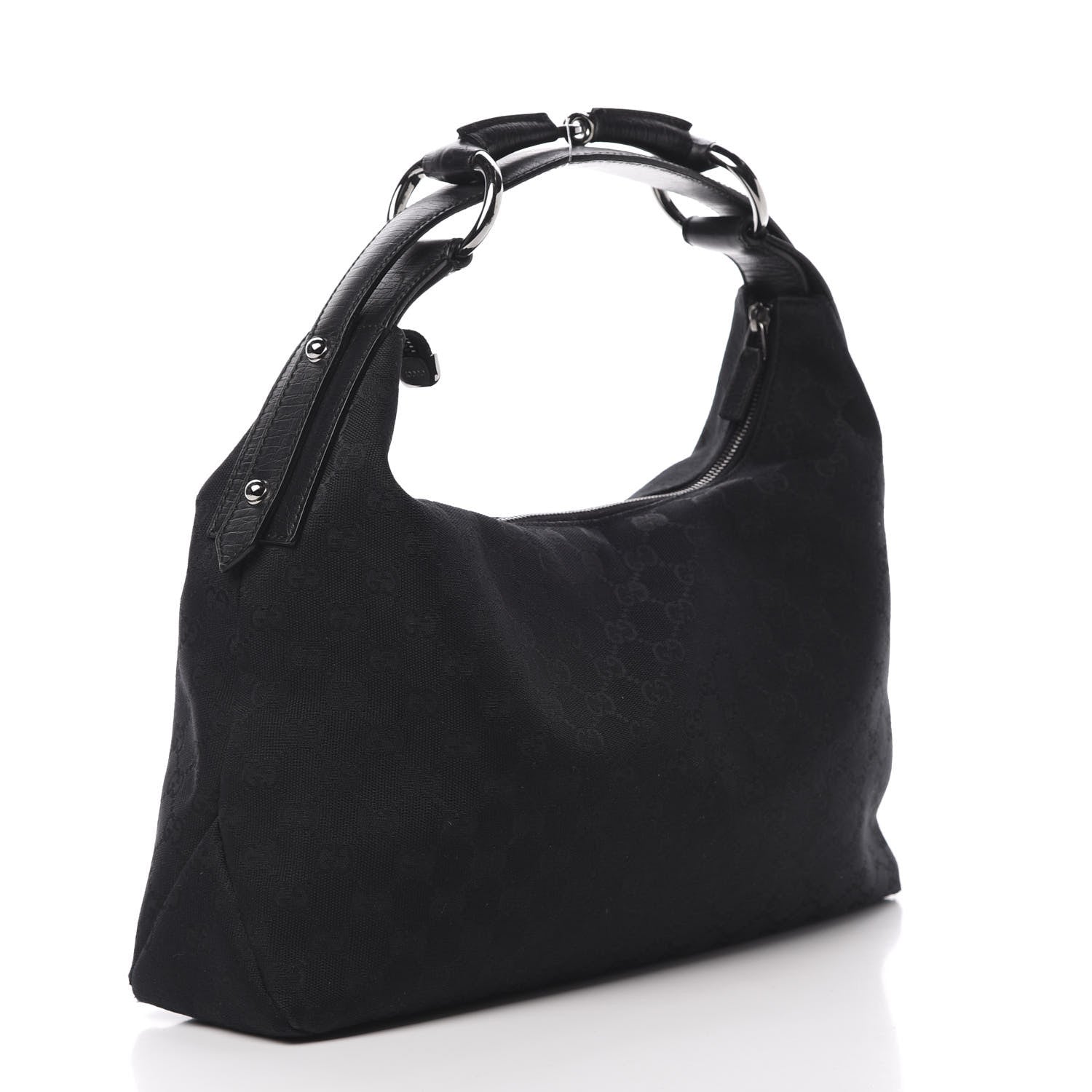 Gucci Monogram Medium Horsebit Chain Hobo Black 3 of 14