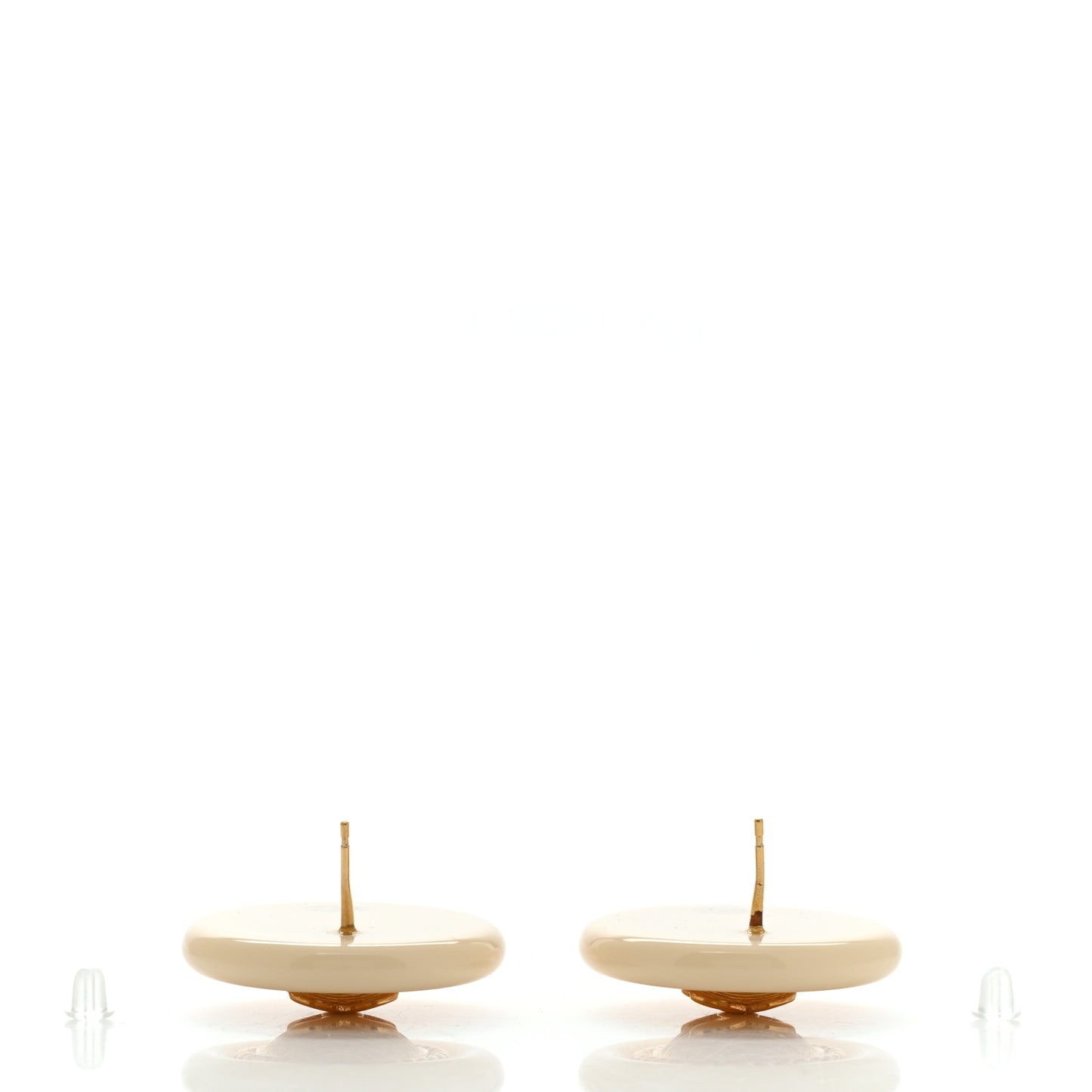 Resin CC Button Earrings White Gold