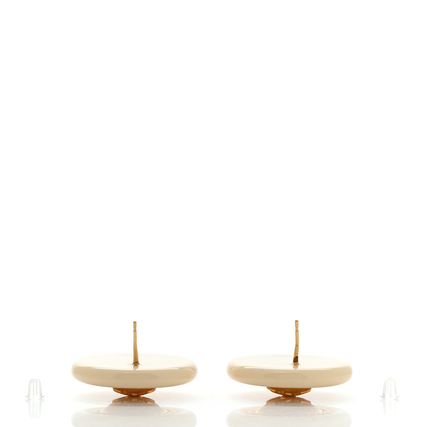 Chanel Resin CC Button Earrings White Gold 3 of 4