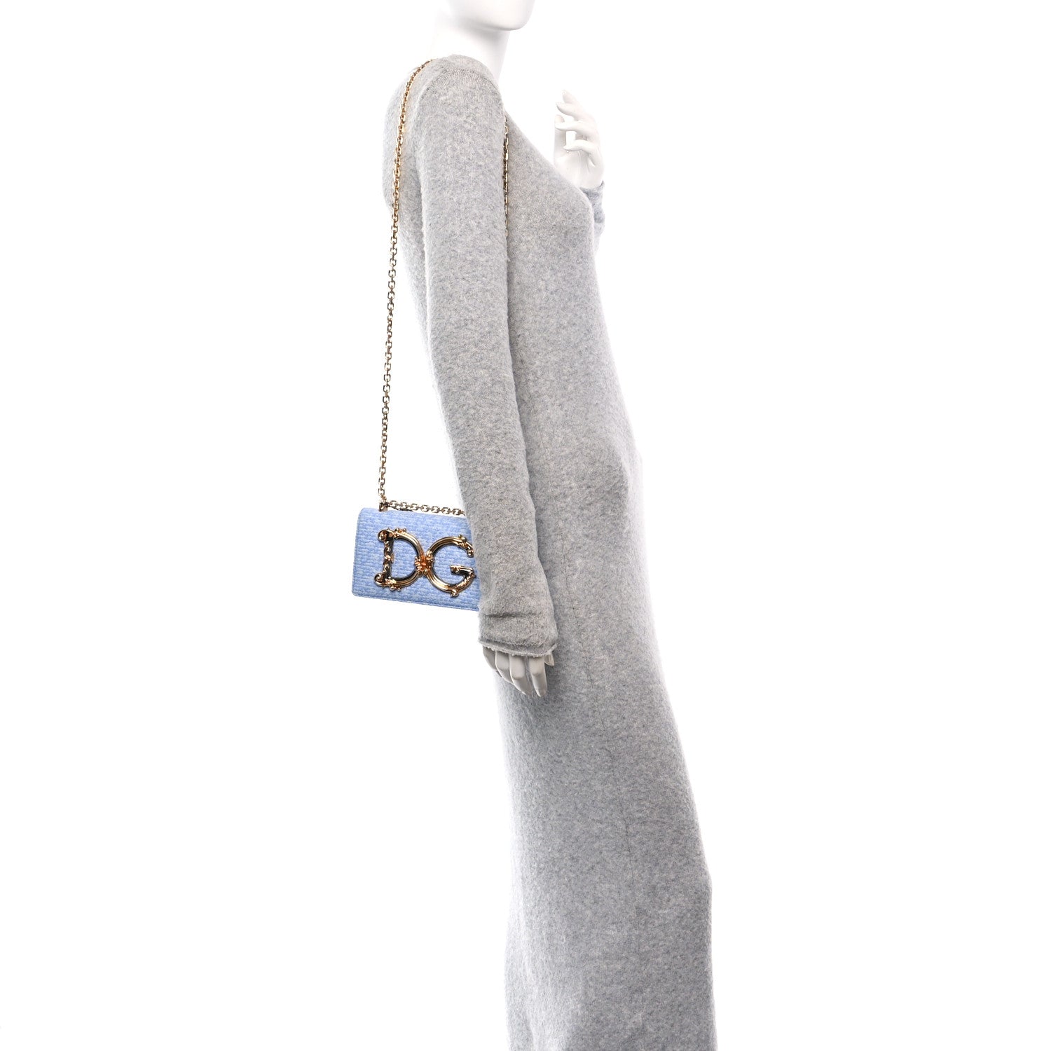 Dolce & Gabbana Calfskin Boucle DG Girls Phone Shoulder Bag Light Blue 2 of 9