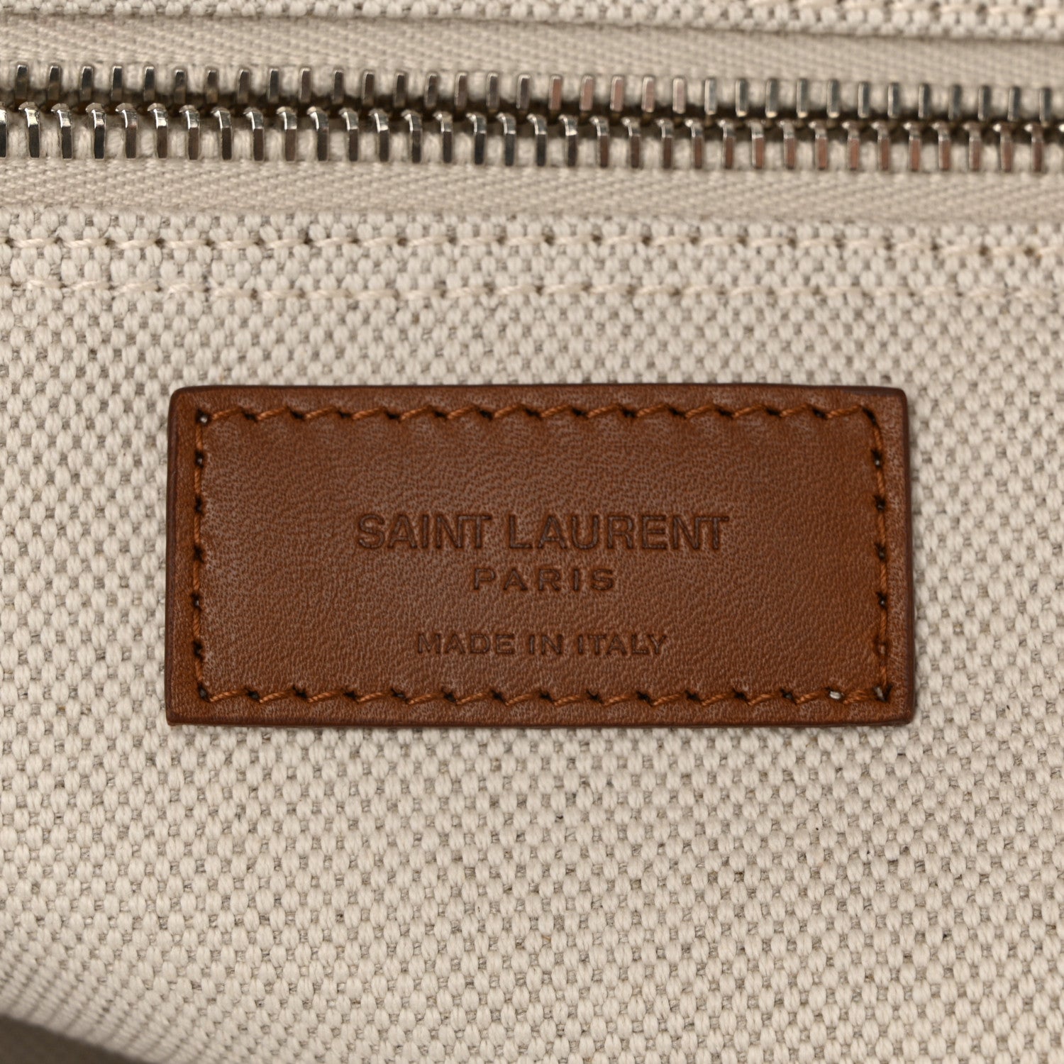Saint Laurent Linen Calfskin Rive Gauche Tote Greggio Brick 6 of 10