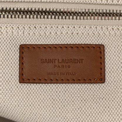 Saint Laurent Linen Calfskin Rive Gauche Tote Greggio Brick 6 of 10