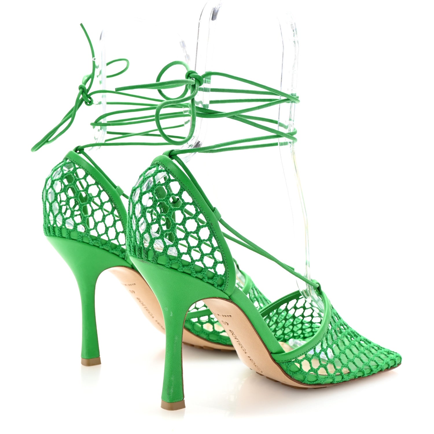 Bottega Veneta Mesh Nappa Stretch Ankle Tie 90mm Sandals 40 Grass 5 of 8