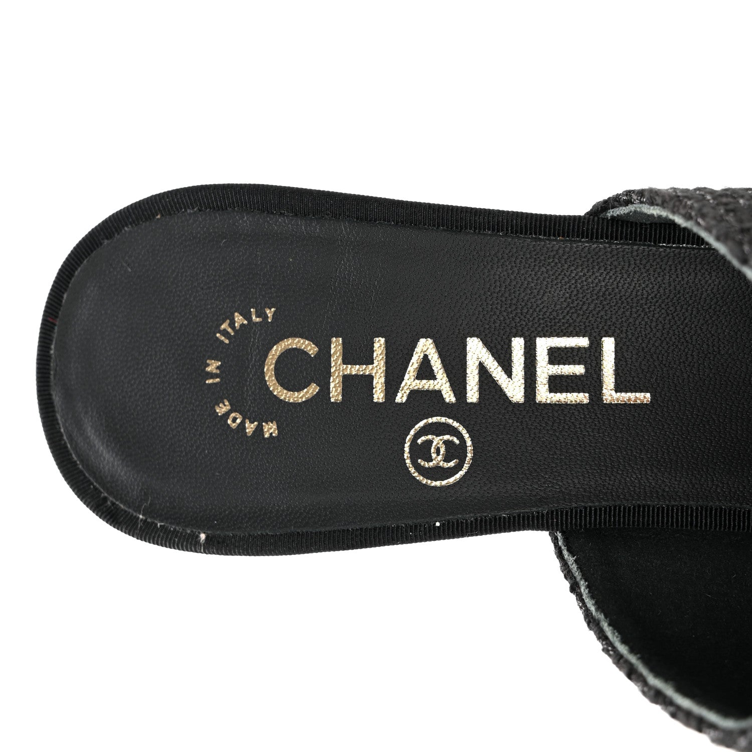 Chanel Tweed Grosgrain Cap Toe Pearl Mule 38.5 Black 8 of 11