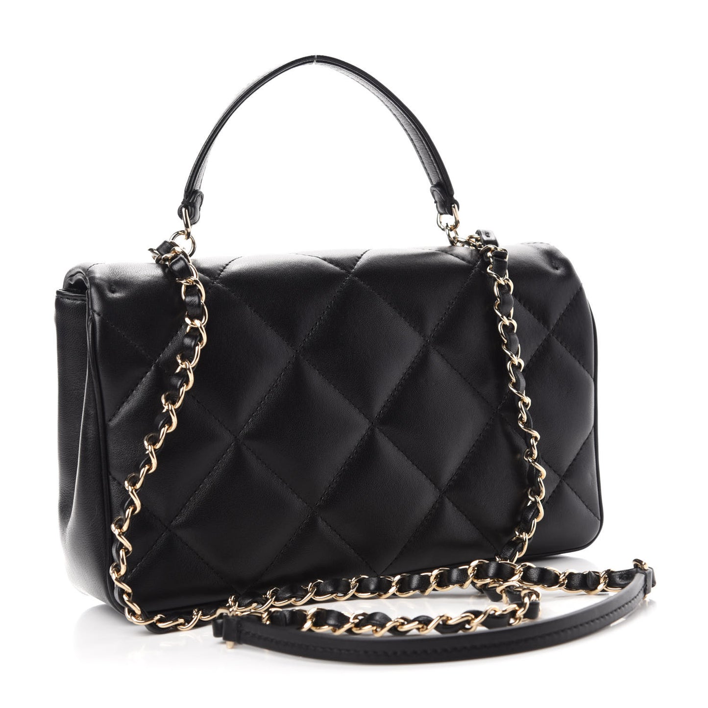 Lambskin Quilted Easy Carry Flap Black