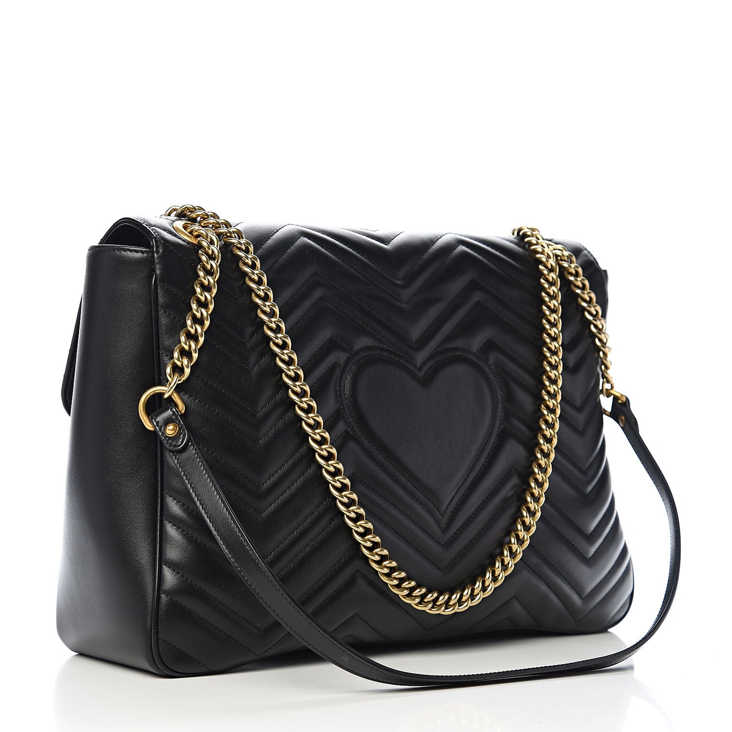 Calfskin Matelasse Large GG Marmont Shoulder Bag Black