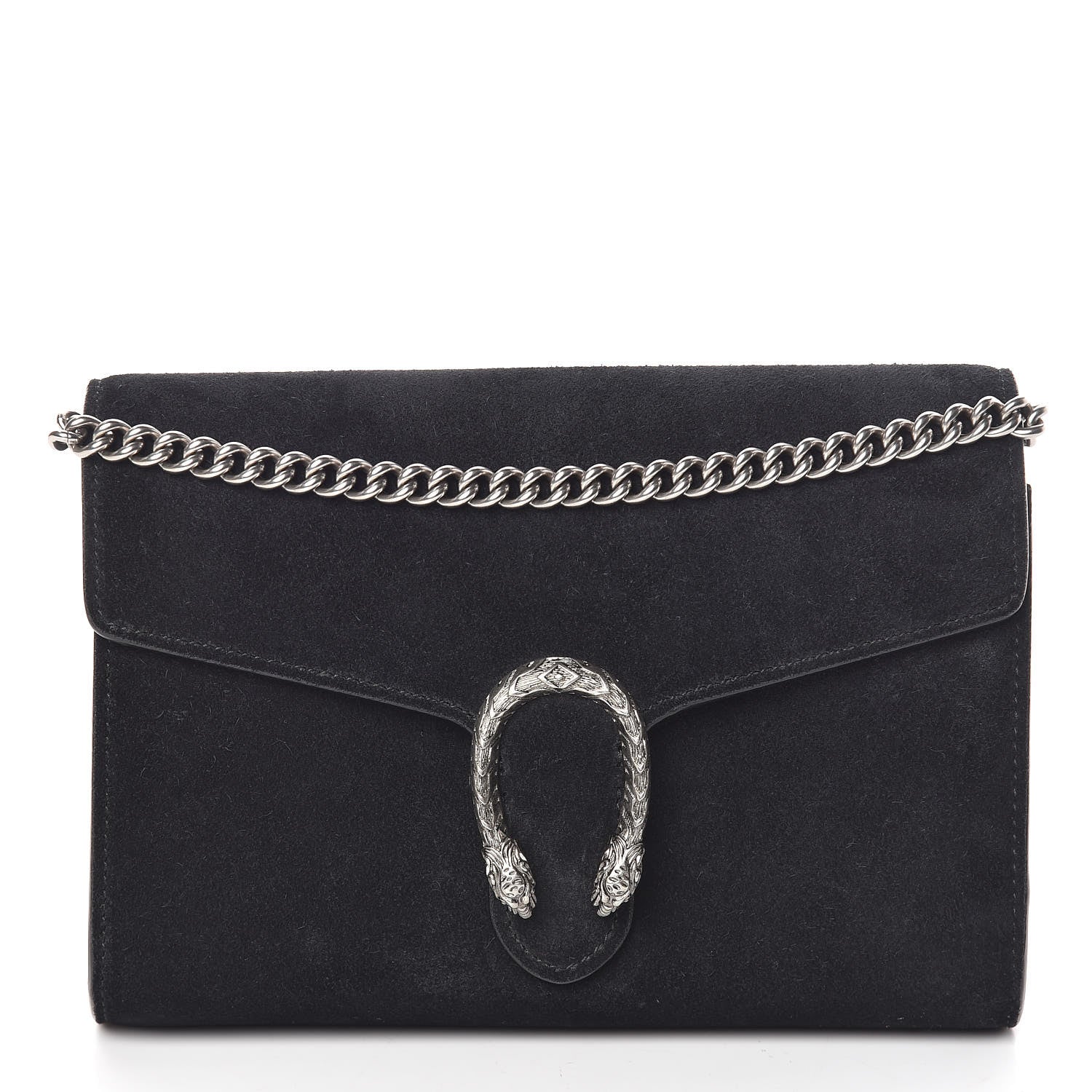 Gucci Suede Mini Dionysus Chain Wallet Black 1 of 8