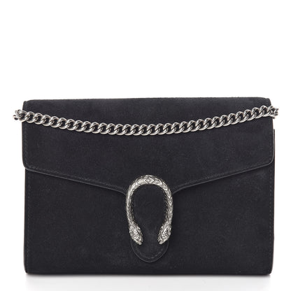 Gucci Suede Mini Dionysus Chain Wallet Black 1 of 8