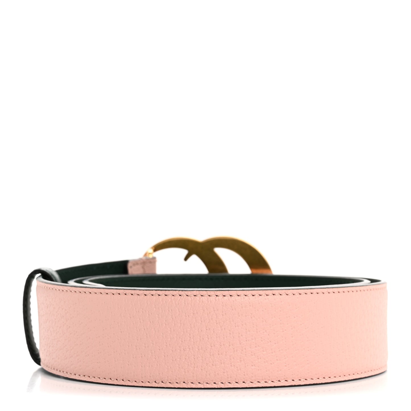 Textured Dollar Calfskin Double G Memorable Buckle 40mm Belt 90 36 Vintage Green Powder Pink
