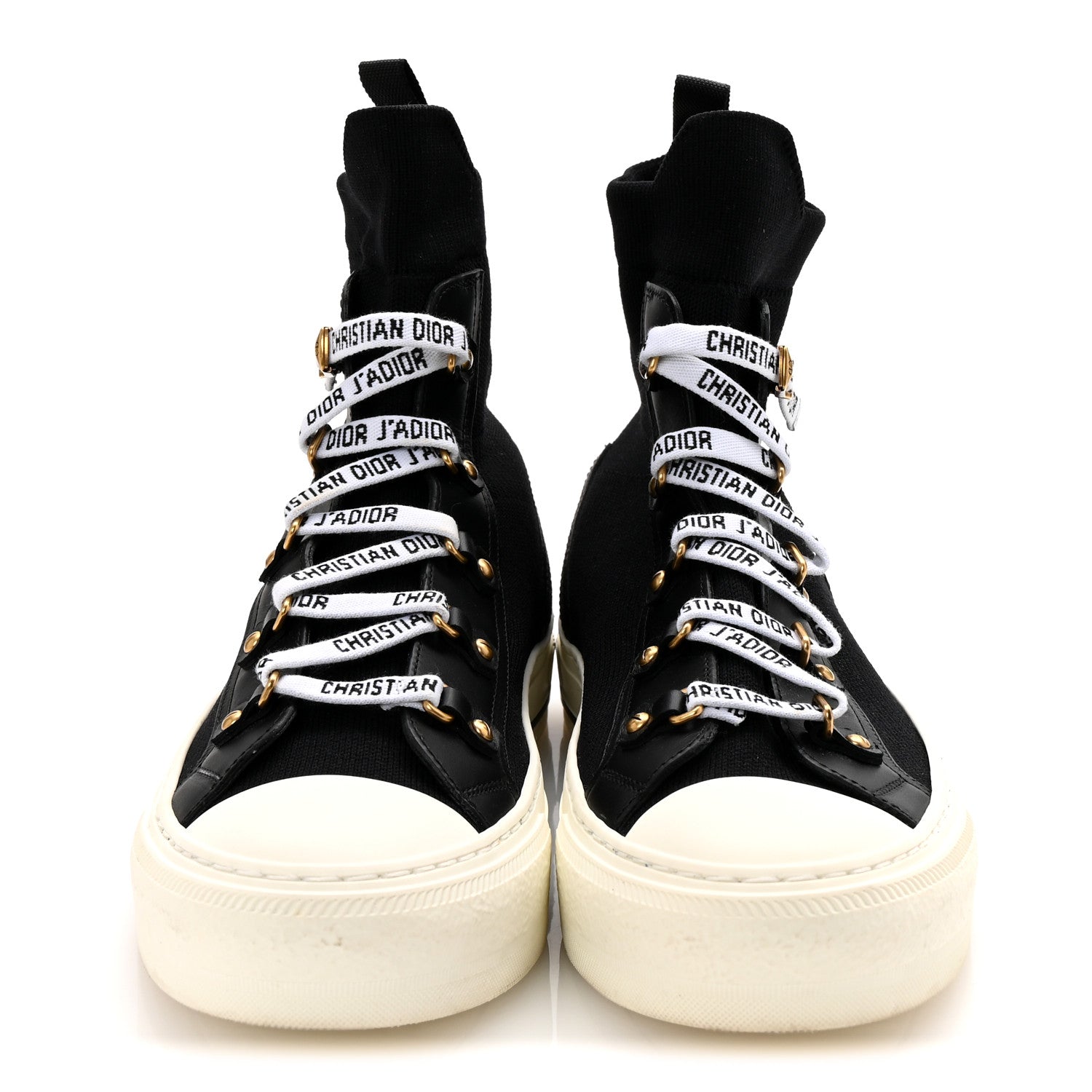 Christian Dior Technical Knit Calfskin Womens Walk'N'Dior High Top Sneakers 38.5 Black 3 of 9