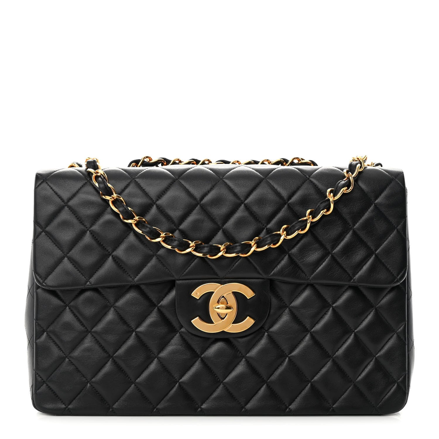 Chanel Lambskin Quilted XL Jumbo Single Flap Black 1 of 17