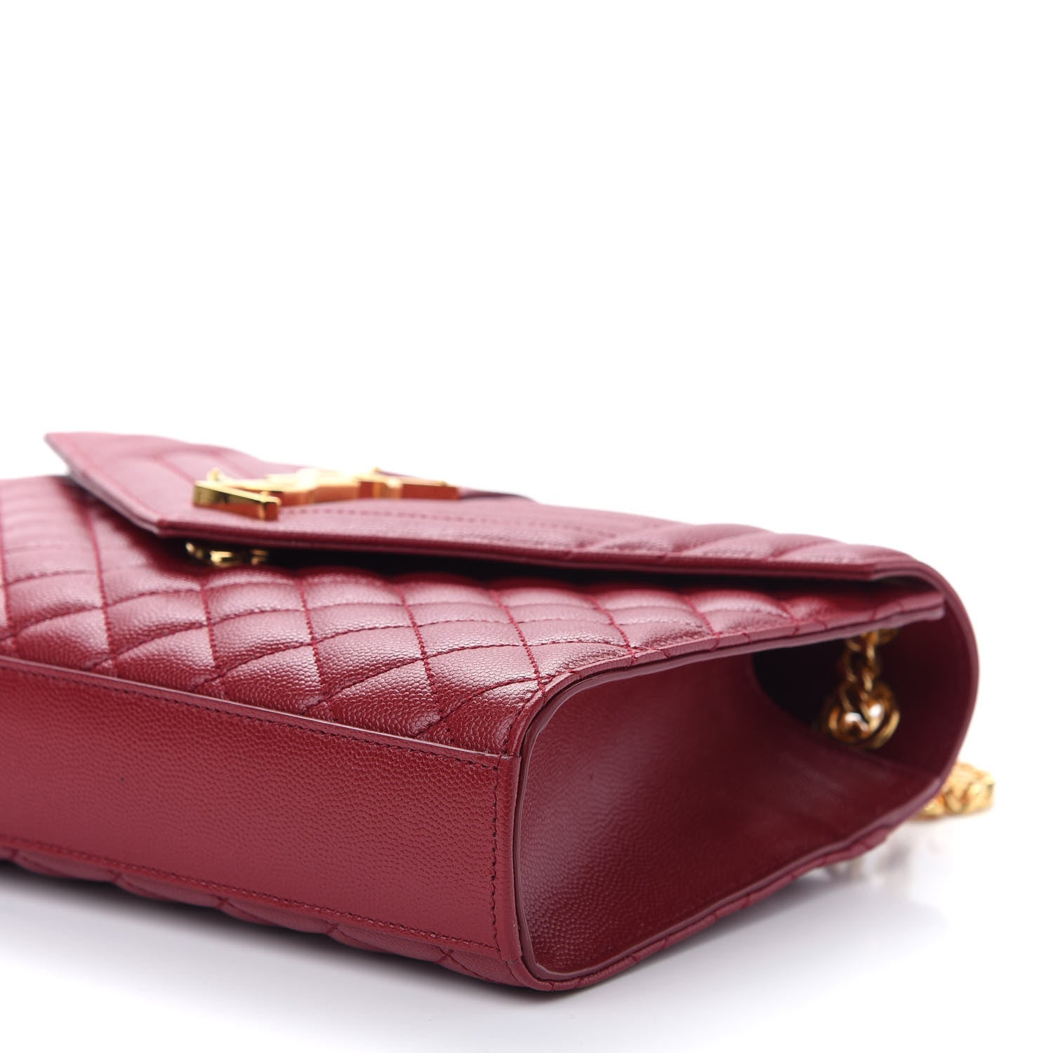 Saint Laurent Grain De Poudre Textured Mixed Matelasse Triquilt Medium Monogram Satchel Oxblood 8 of 8