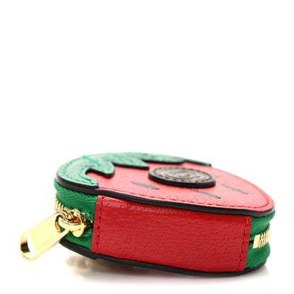 Gucci Textured Dollar Calfskin Retro Interlocking G Fruttini Strawberry Coin Case Bag Charm Key Holder 3 of 6
