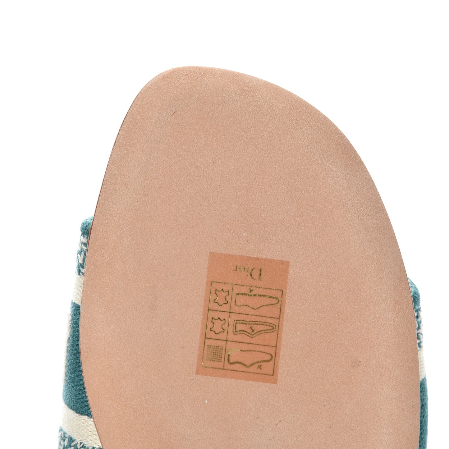 Cotton D-Stripes Embroidered Dway Mules Slide Sandals 37 Deep Ocean