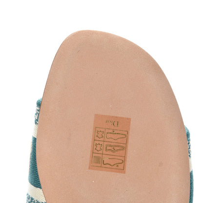 Christian Dior Cotton D-Stripes Embroidered Dway Mules Slide Sandals 37 Deep Ocean 10 of 11