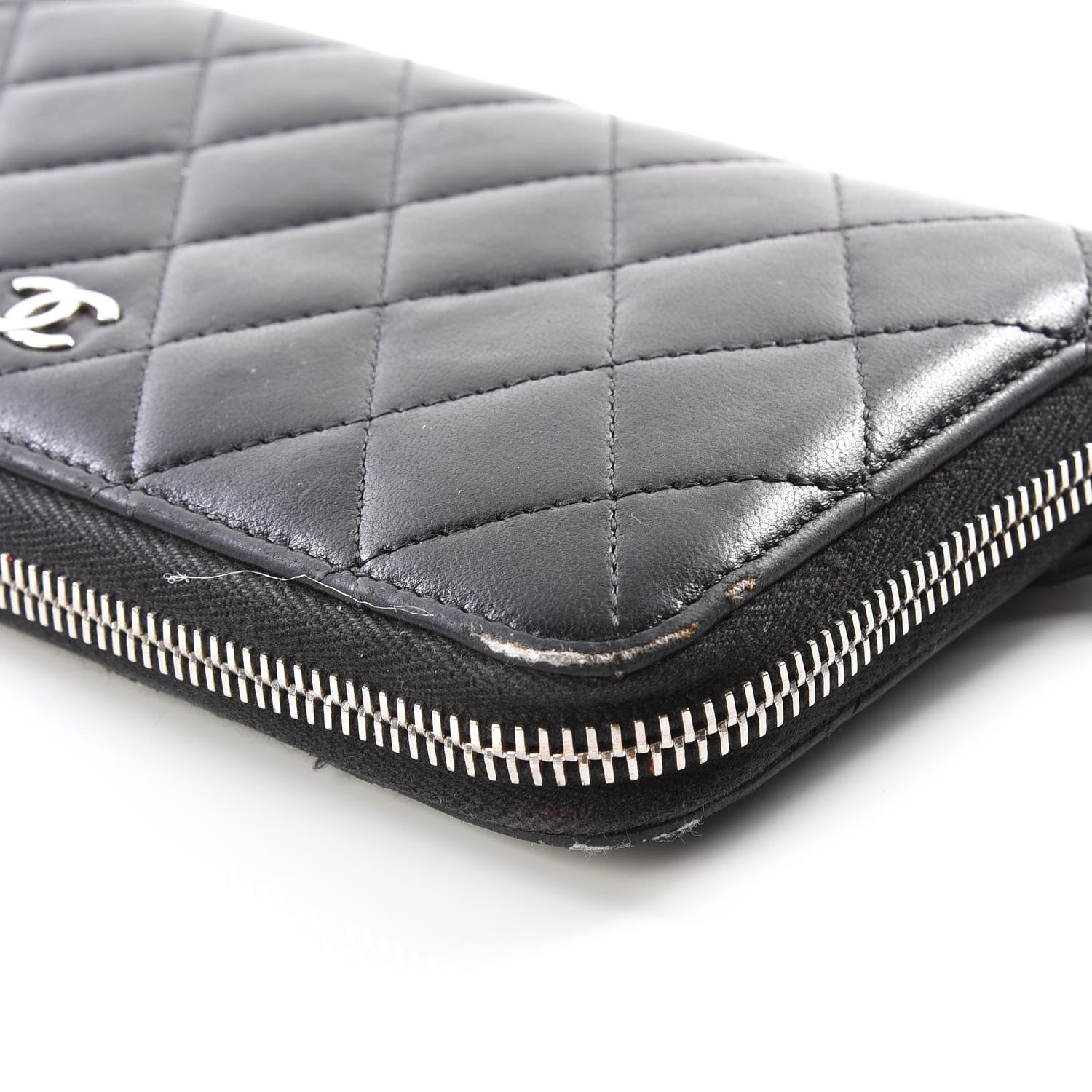 Chanel Lambskin Quilted Large Gusset Zip Around Wallet Black 8 of 12