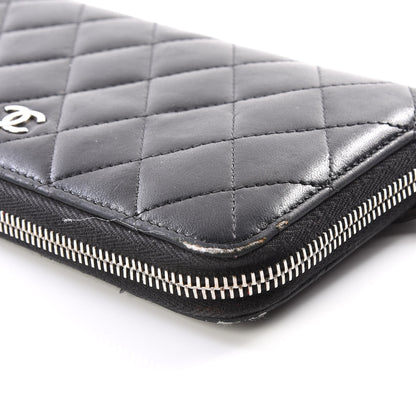 Chanel Lambskin Quilted Large Gusset Zip Around Wallet Black 8 of 12
